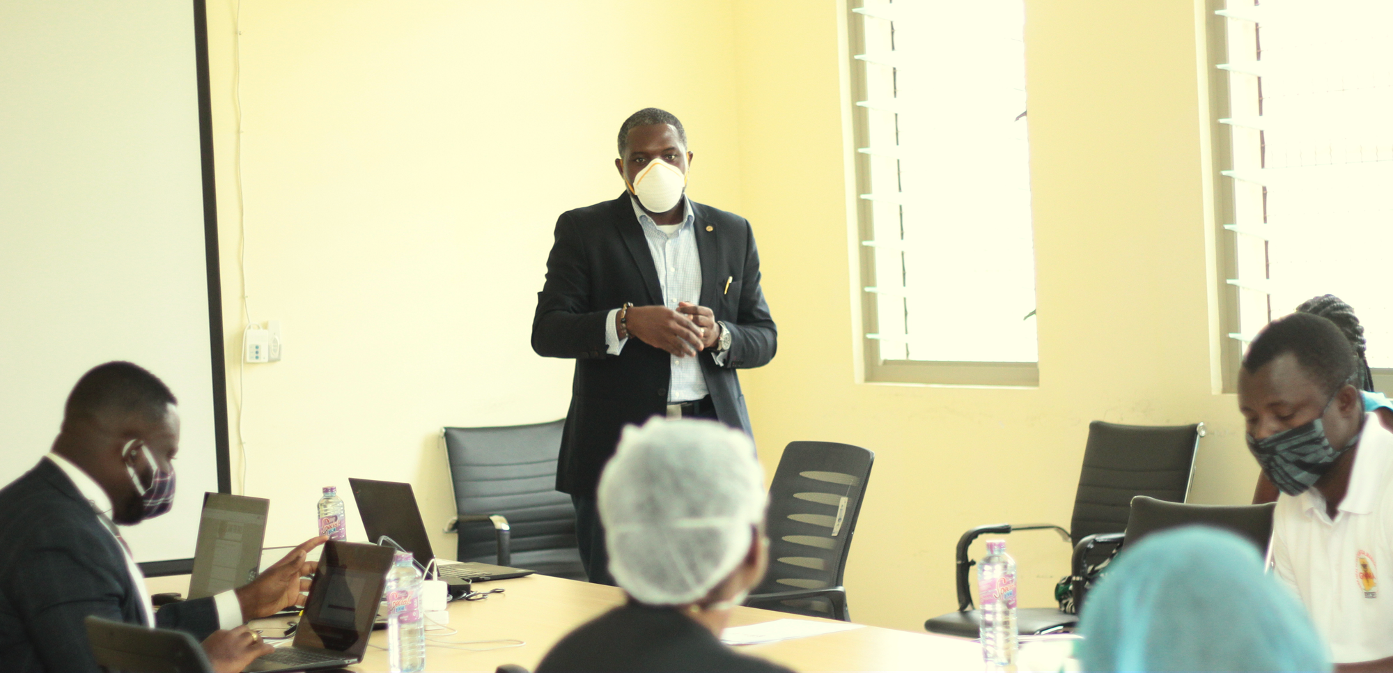 Dr. John Amuasi facilitating training at the Ga East Municipal Hospital, a CCP project implementation site.