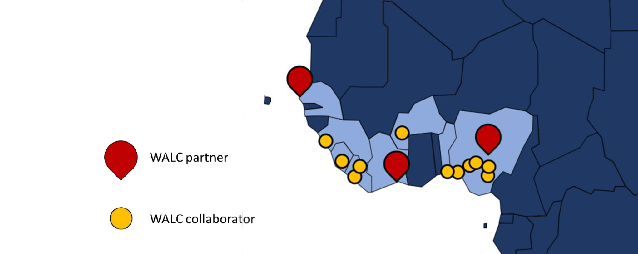 Location of WALC partners and collaborators in West Africa